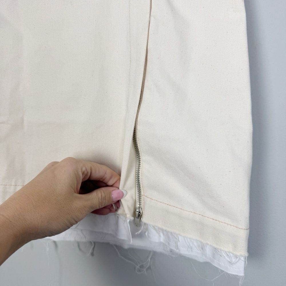 ZARA | NEW Cream & White Wrap Look Skirt Zip Slit Women’s Size Large - Picture 3 of 7